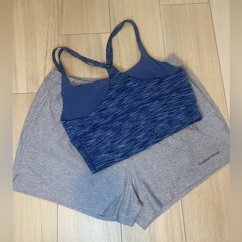 Outdoor voices drawstring casual lounge comfy shorts & sports bra small